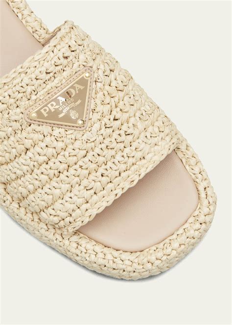 prada floral raffia slide sandals|prada raffia single band slides.